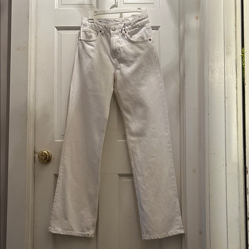 Zara White Wide-Leg Jeans